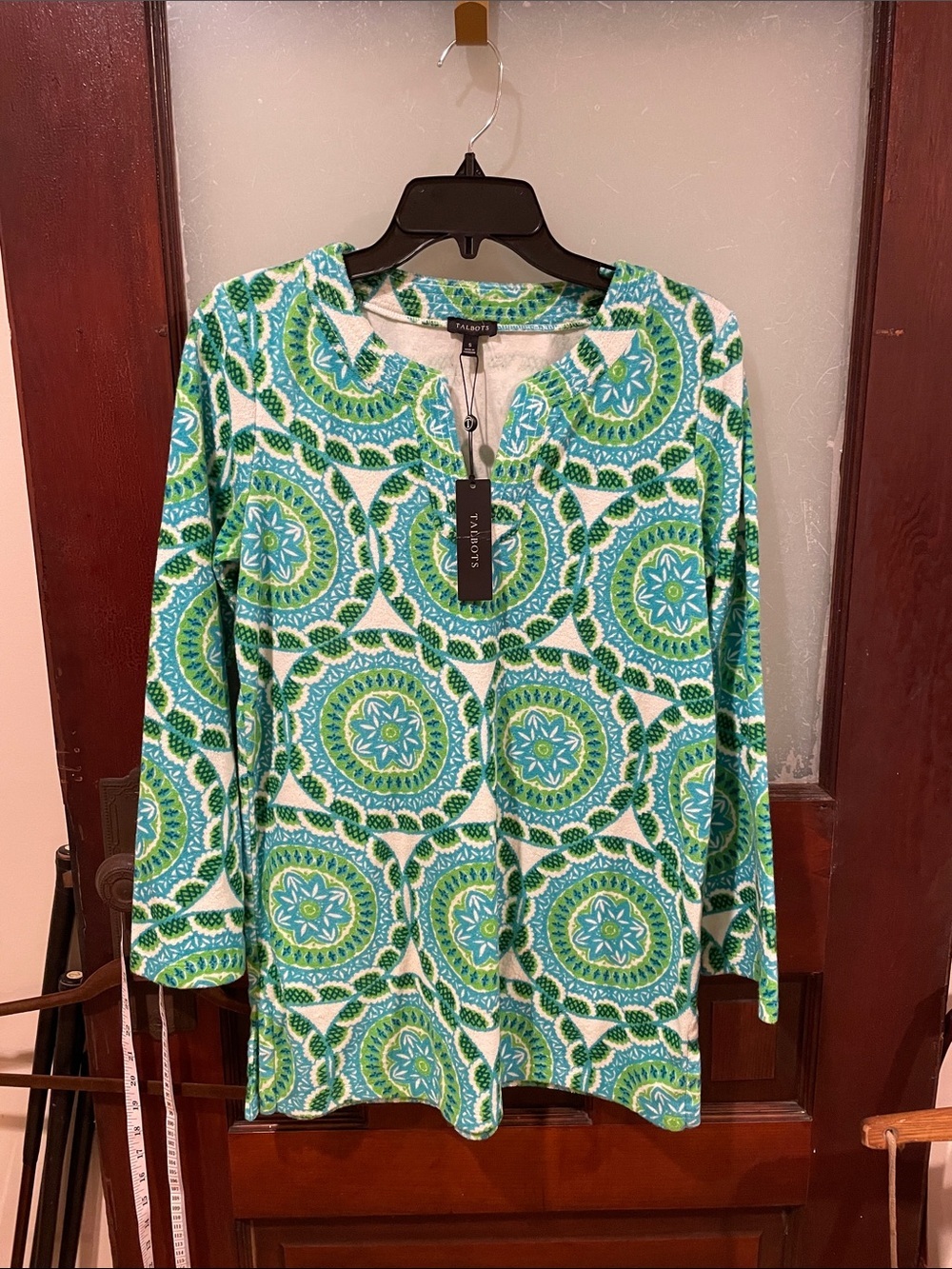 Talbots Green and Blue Medallion Print Tunic